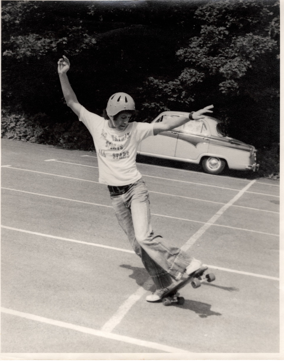 Chris Hines as youth skateboarding